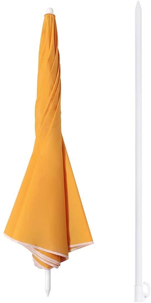 RESCH Sonnenschirm für Strand Orange, Ø 200 cm, Gartenschirm, UV-Schutz bis UPF 50+, knickbar, Sonnenschutz Balkon, tragbar, Schirmrippen aus Glasfaser