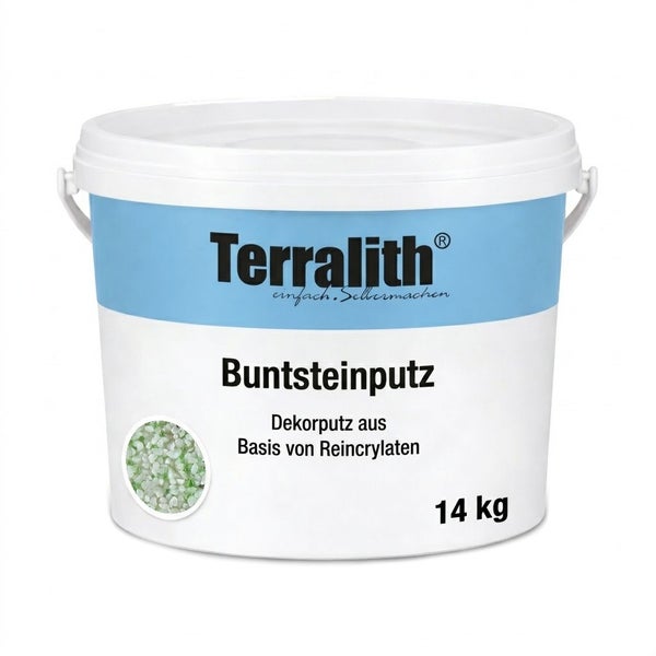 Terralith Buntsteinputz, 14 Kilogramm Eimer, Dekorputz auf Basis von Reinacrylaten.
