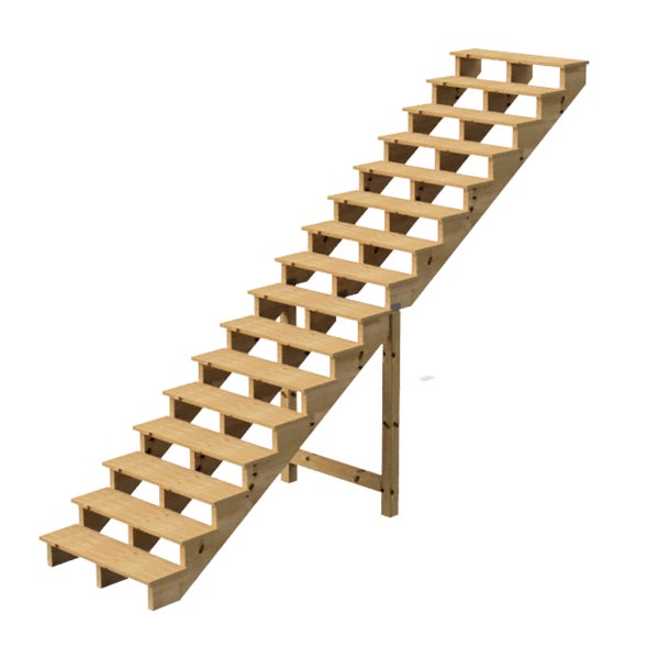 Außentreppe, Gartentreppe, Terrassentreppe  Holz Höhe 275cm 16 Stufen, Breite 160cm, OHNE Setzstufen