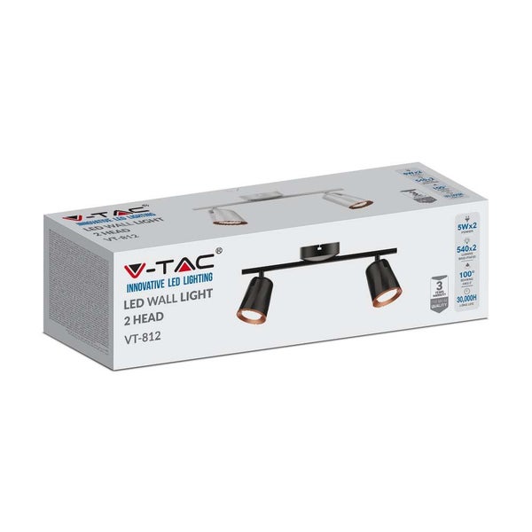 V-TAC VT-812-W-N - LED-Wandleuchten mit Doppelkopf - IP20 - Weiß - 10W - 1080 Lumen - 3000K