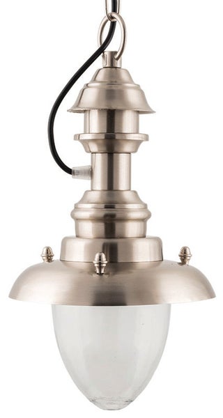 Metallische Pendelleuchte mit klarem Glasschirm