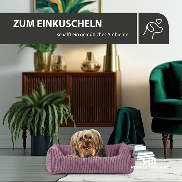 Rohrschneider Tierbett Cordstoff breit Gr. 1 altrosa + faltbarer Reisenapf