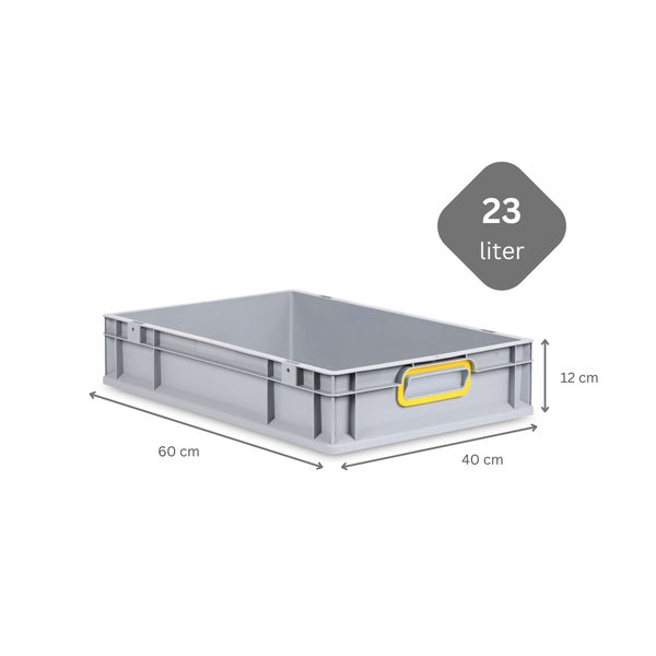 PROREGAL Spar Set 8x Eurobox Nextgen Color HxBxT 12 x 40 x 60 cm 23 Liter Griffe Gelb Geschlossen Glatter Boden Eurobehälter Transportbox