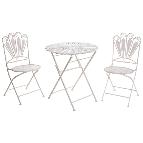 Gartenset mit Klapptisch und zwei Klappstühlen