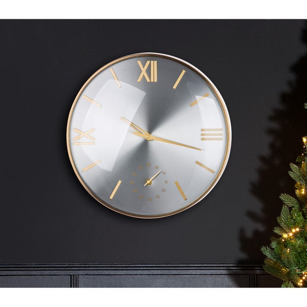 Wanduhr GILDE Dekoration Höhe 41cm Breite 41cm champagnerfarben, silberfarben Metall
