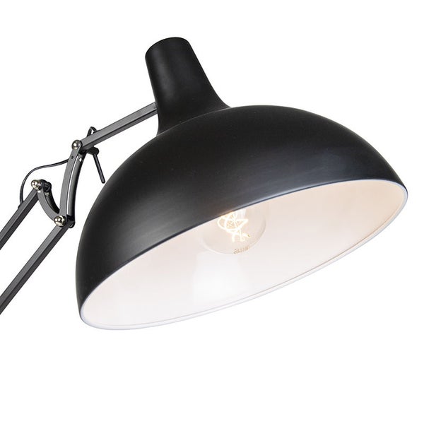 Schwarze Schreibtischlampe mit verstellbarem Arm und Lampenschirm