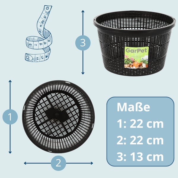 GarPet Pflanzkorb mit den Maßen 22 cm Durchmesser und 13 cm Höhe.
