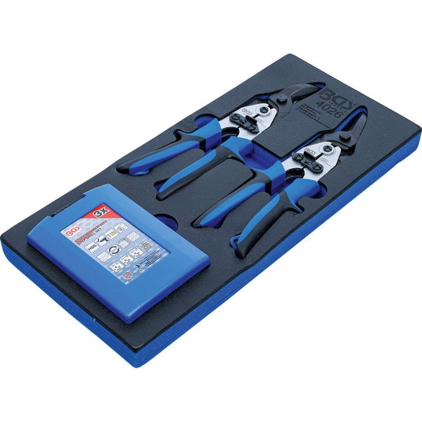 BGS Werkzeug Set mit Zangen und Stufenbohrern in Schaumstoffeinlage