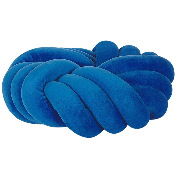 Rundes Dekokissen in Knotenoptik aus weichem Textilmaterial.