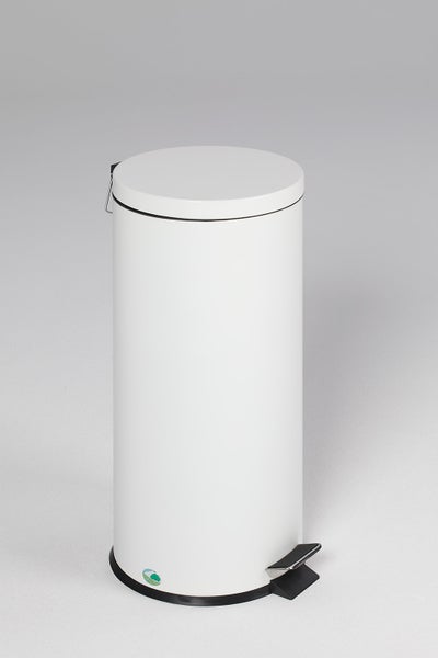 PROREGAL Robuster Tretabfallsammler Mit Fußpedal Inneneimer Mit Griff 30 Liter HxBxT 64 x 29 x 29 cm Verzinkter Stahl Weiß