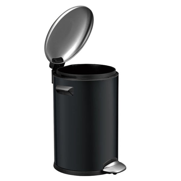 PROREGAL Retro Treteimer Mit Markanten Griffen und Kugelkappe 3 Liter HxØ 26,2 x 16,7 cm Kunststoff Inneneimer Schwarz