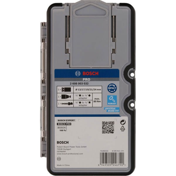 Bosch Pro Werkzeugkoffer mit verschiedenen Werkzeugadaptern und Größen