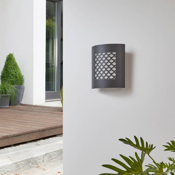 Lindby Wandleuchte außen Mailo (spritzwassergeschützt (Modern) in Alu aus Aluminium (1 flammig, E27) - Außenwandleuchten Wandlampe Led Außenlampe Outdoor für Außenwand/Hauswand Haus