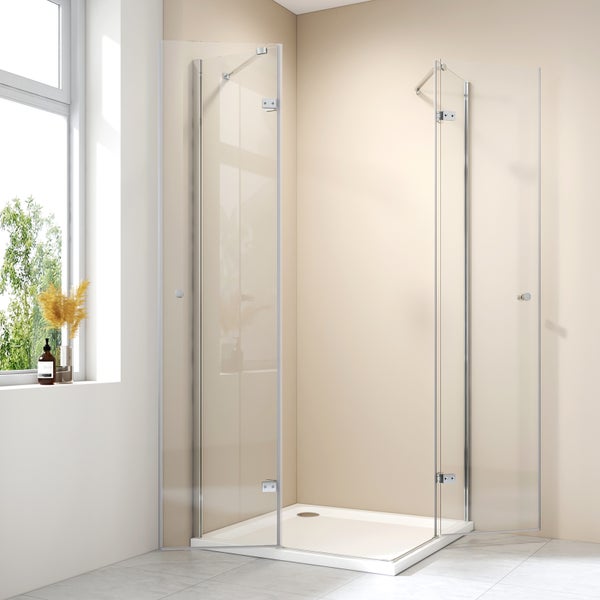 EMKE Duschkabine Eckeinstieg Dusche Duschabtrennung mit 5 mm NANO-Glas, 75x120cm, 185cm Höhe