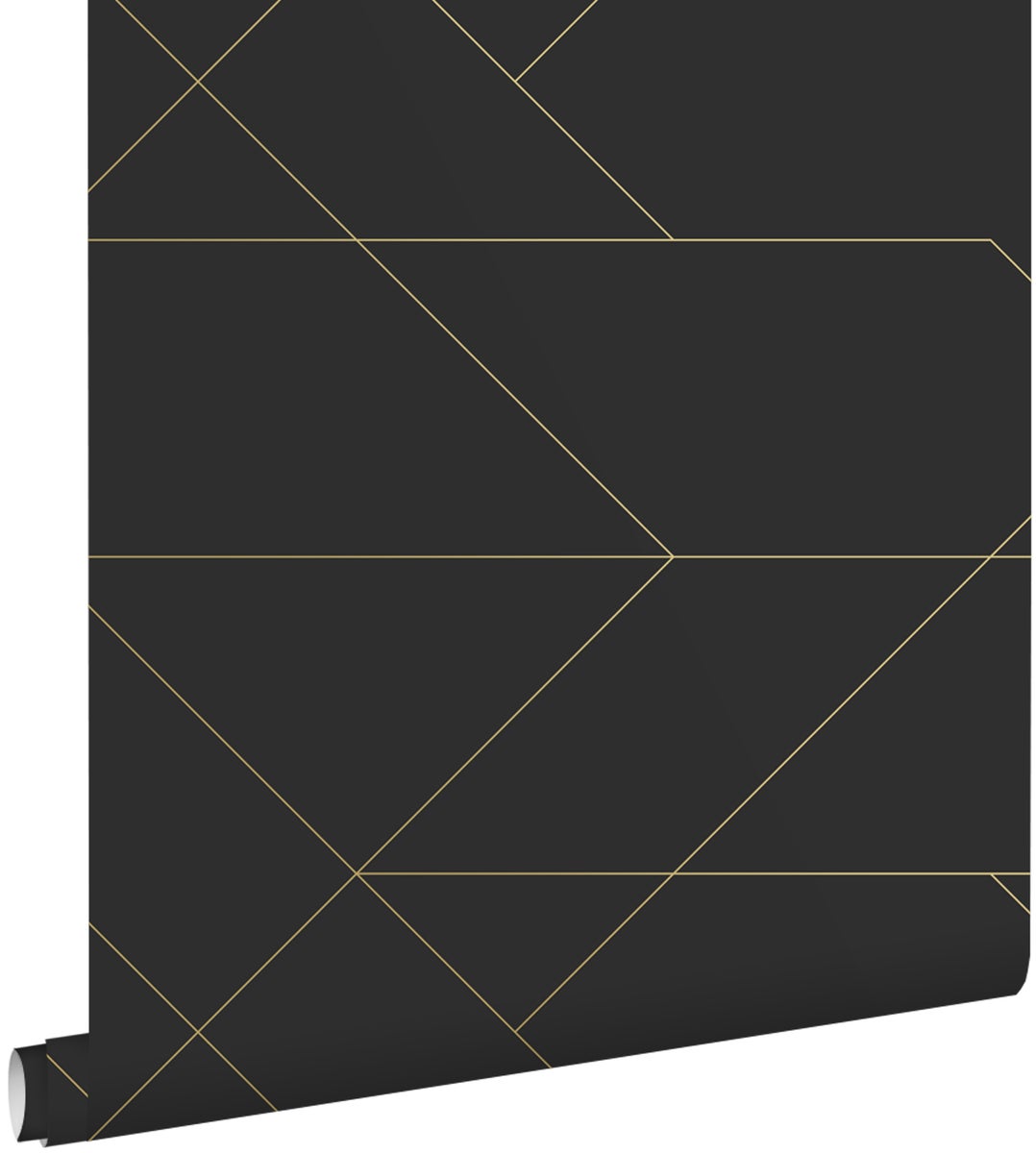 ESTAhome Tapete grafische Linien Schwarz und Gold - 0,53 x 10,05 m - 139144