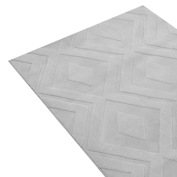 Teppich mit geometrischem Rautenmuster in strukturierter Weboptik