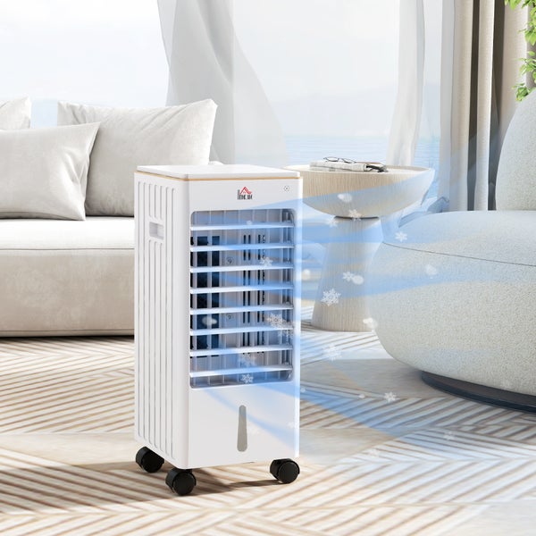 HOMCOM Mobiler Klimaanlage 3 in 1 Luftkühler mit 3 Stufen, 60° Oszillation und 3L Wassertank, Leise Luftbefeuchter mit Timerfunktion, Fernbedienung für Schlafzimmer, Büro