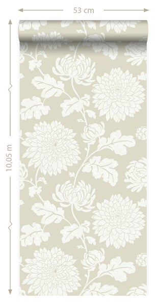 Tapetenrolle mit Blumenmuster, 53 cm breit und 10,05 m lang