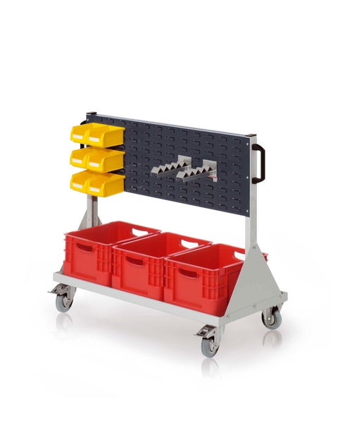 Werkstattwagen mit Werkzeugwand, Haken und Lagerboxen