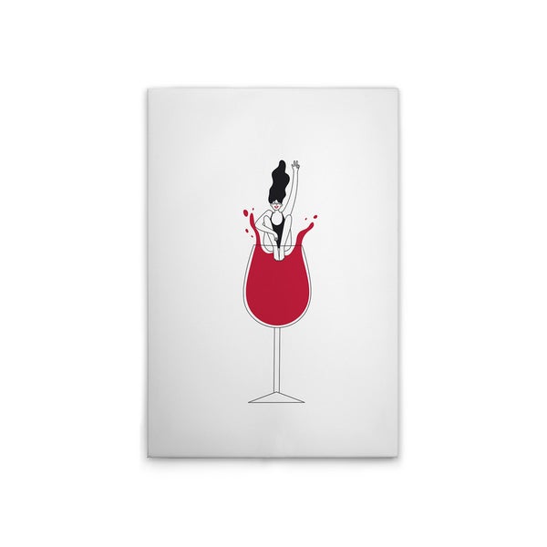 Leinwandbild mit Illustration einer Frau in einem Weinglas