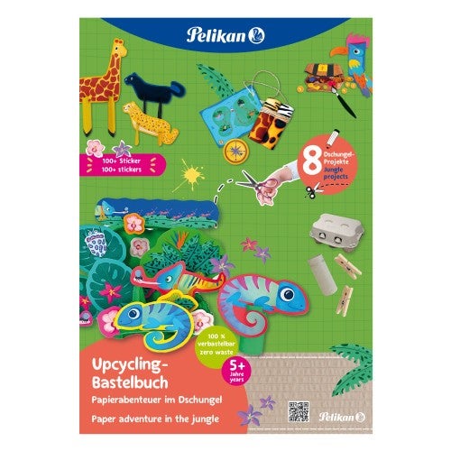 Pelikan Upcycling Bastelbuch DIN A4 Dschungel mit Sticker, 32 Seiten