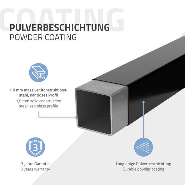 ML-Design 2er Set Kleiderstange Rechteck für die Wand, T12cm x B60cm, Schwarz, aus Stahl, Garderobenstange U-Form, Kleiderständer Wandmontage, Kleidergestell Garderobenhalter, inkl. Montagematerial
