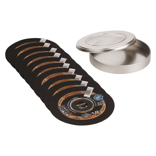 RHODIUS Trennscheibe XT38, 10 Stück, 125 x 1,0 x 22,23 mm für Edelstahl, Stahl, Metall, PROline