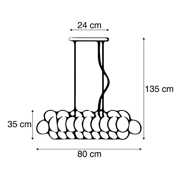 Technische Zeichnung einer Pendelleuchte mit den Maßen 24 cm, 35 cm, 80 cm und 135 cm.