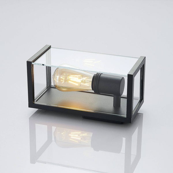 Lindby Wandlampe aussen IP44, Außenwandleuchte Aluminium Glas Wandleuchte anthrazit Außenbeleuchtung Wand für Hof Garten Terrasse Balkon Aussenleuchte
