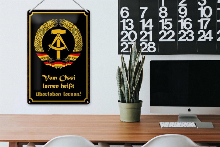 Blechschild Spruch 20x30cm Ossi lernen heißt überleben