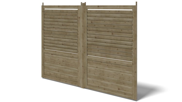 Zaun, Holzlamellenpanel, Set - grün imprägniert