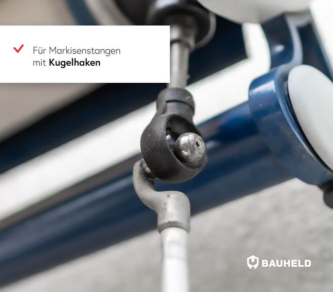 Detailansicht einer Markisenstange mit Kugelhaken