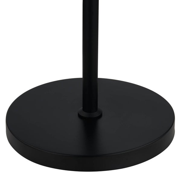 Runder schwarzer Lampenfuß mit vertikaler Stange.