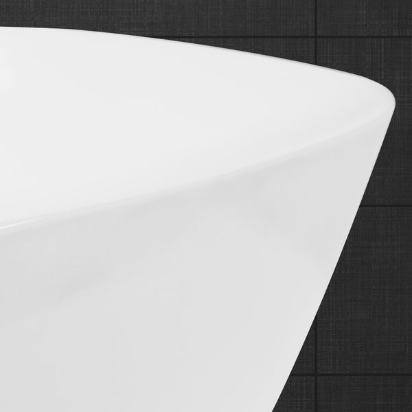 ECD Germany Waschbecken Waschtisch 605x380x140 mm Keramik Oval Weiß inkl. Ablaufgarnitur für Waschbecken ohne Überlauf Aufsatzbecken Aufsatzwaschbecken Aufsatzwaschtisch Waschschale Spülbecken Becken