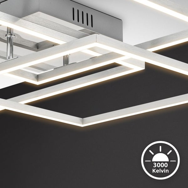 Deckenlampe 57x57 cm - 40W, 4000lm, LED, warmweiß, silberfarbig