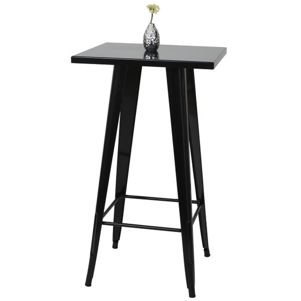 Schwarzer Bistrotisch mit Blumenvase