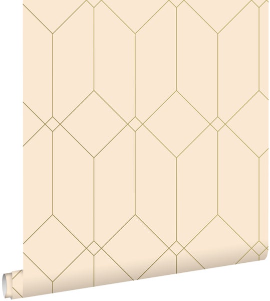 ESTAhome Tapete Art Decó Muster Gold und Beige - 0.53 x 10.05 m - 139747