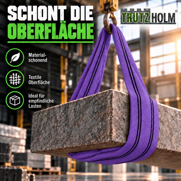 Hebeband von Trutz Holm zum materialschonenden Heben schwerer Lasten in einer Industrieumgebung.