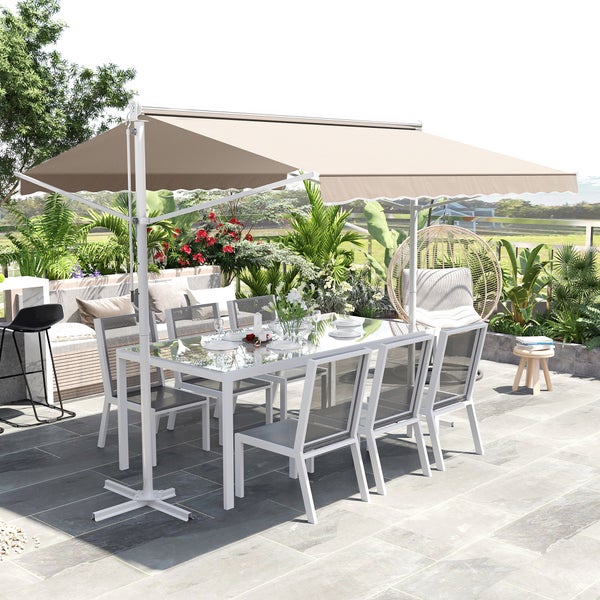 Outsunny Standmarkise, 300cm x 295cm x 255cm, Metall+Polyester, Cremeweiß