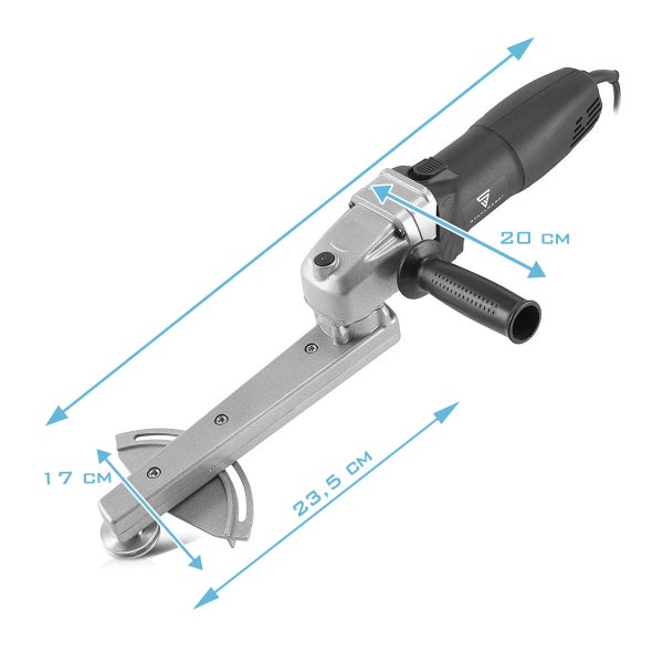 Nutfräser mit Maßangaben der Frästiefe, des seitlichen Abstands und der Gesamtlänge