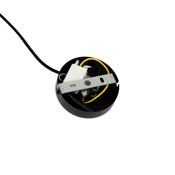 Innenansicht einer Deckenleuchte mit Kabel und elektrischen Komponenten.