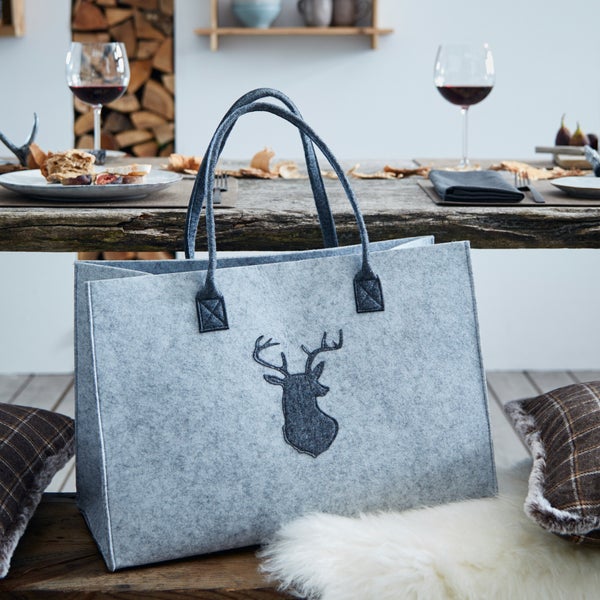 FRANK FLECHTWAREN | Filztasche Hirsch, FILZ, 45 x 20 x 30 cm, GH 50 cm
