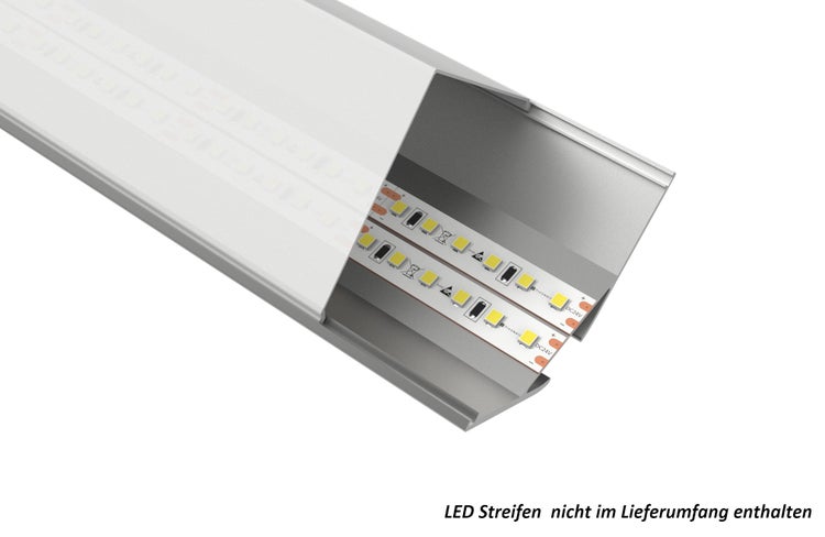 TIVENDIS Led Alu Profil 2 m ER9020 Komplett Set für Strip / Streifen bis 20 mm breit | Abdeckung satiniert milchig, Endkappen, Befestigungclips | L-Form Winkel Ecke Winkelprofil Eckprofil eloxiert