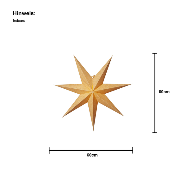 Dekorativer Papierstern zur Verwendung im Innenbereich, 60 cm groß