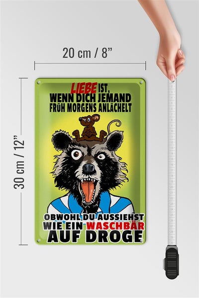 Blechschild Spruch 20x30cm Liebe ist wenn morgens angelächelt