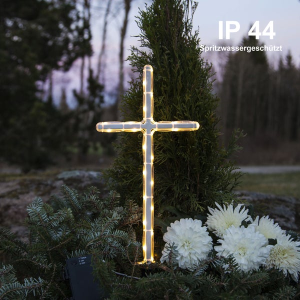 Grabschmuck Kreuz mit Beleuchtung und IP44 Spritzwasserschutz