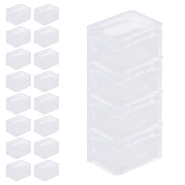 PROREGAL SparSet 20 x Transparenter Eurobehälter BasicLine Mit Geschlossenem Griff HxBxT 12 x 15 x 20 cm 2,2 Liter Eurobox Transportbox