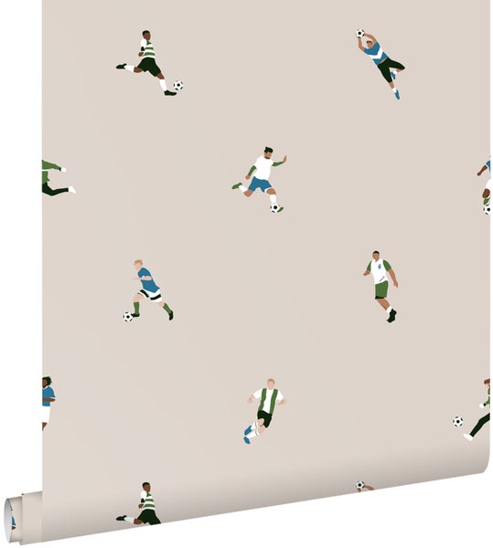 ESTAhome Tapete Fußballspieler Beige - 50 x 900 cm - 131279