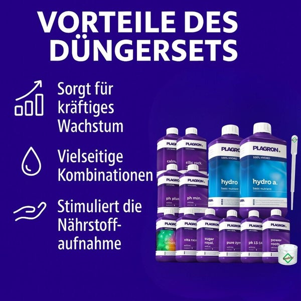 Plagron Düngerset mit Flaschen für starkes Wachstum und Nährstoffaufnahme