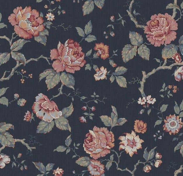 Borastapeter Tapete Blumen Graublau - 49 cm x 10.05 m - 660581